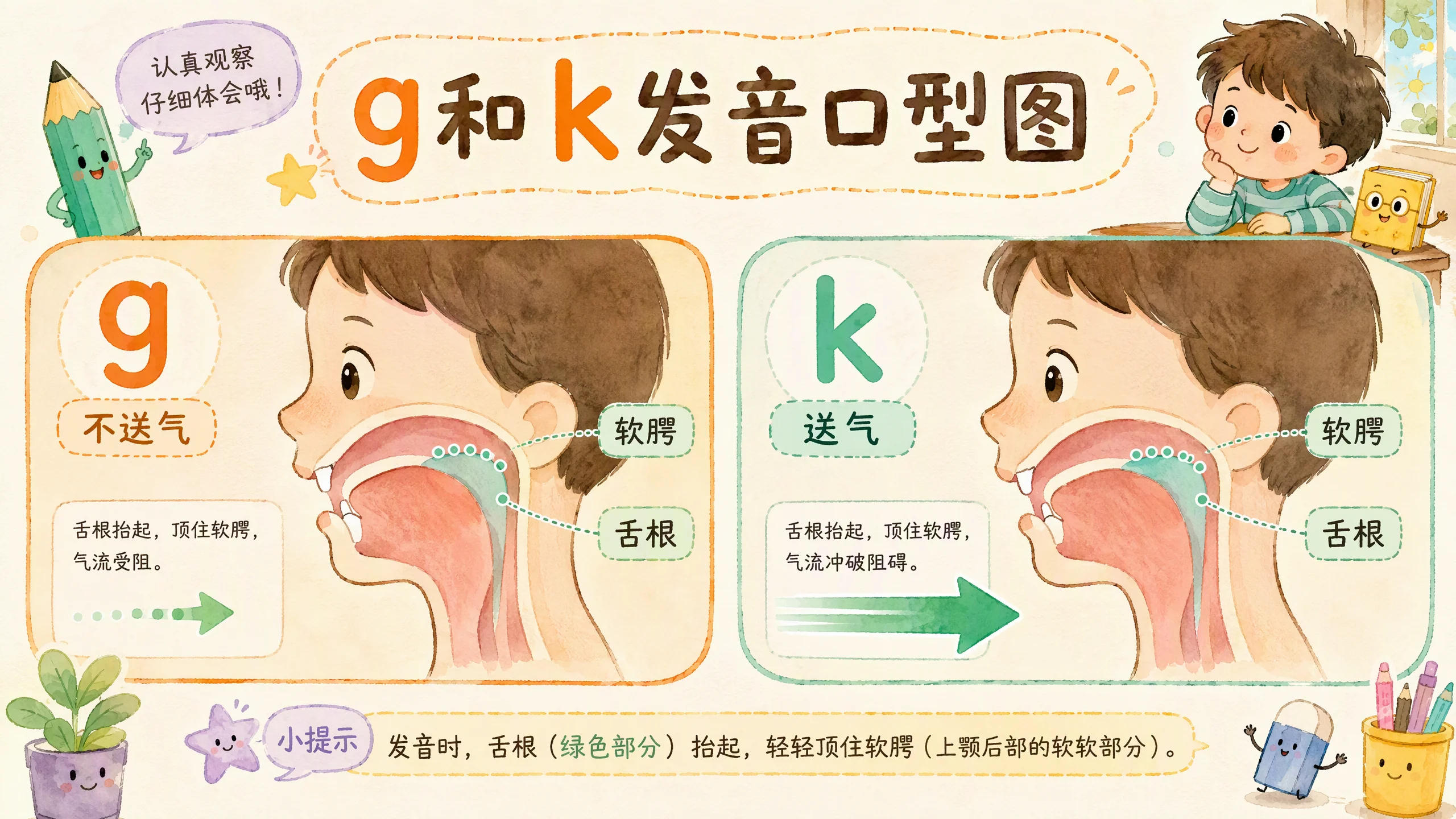 g和k发音口型图：舌根音