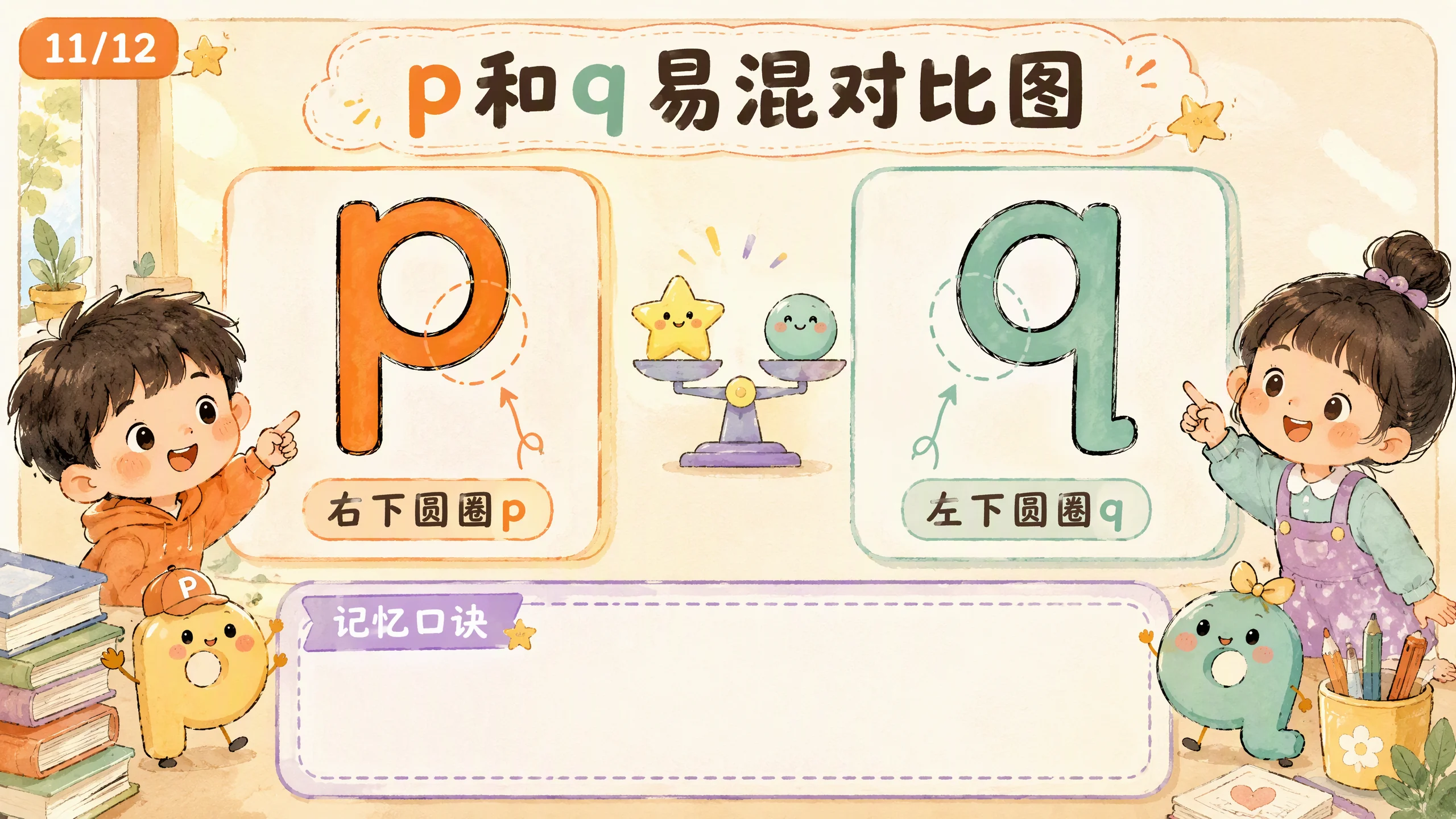 p和q易混对比图