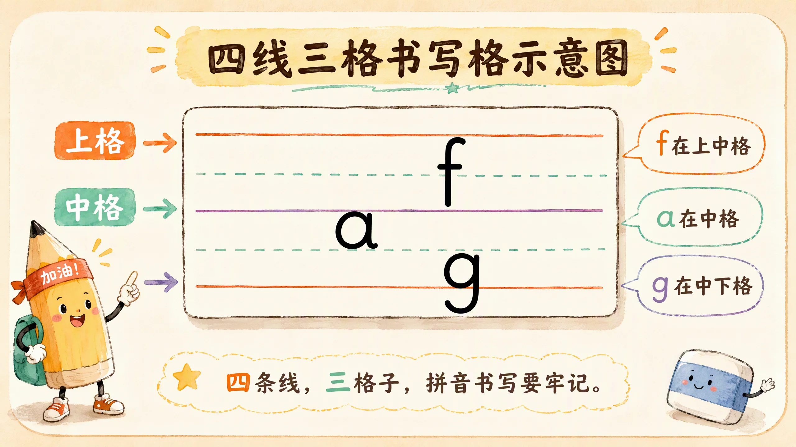 四线三格书写格示意图