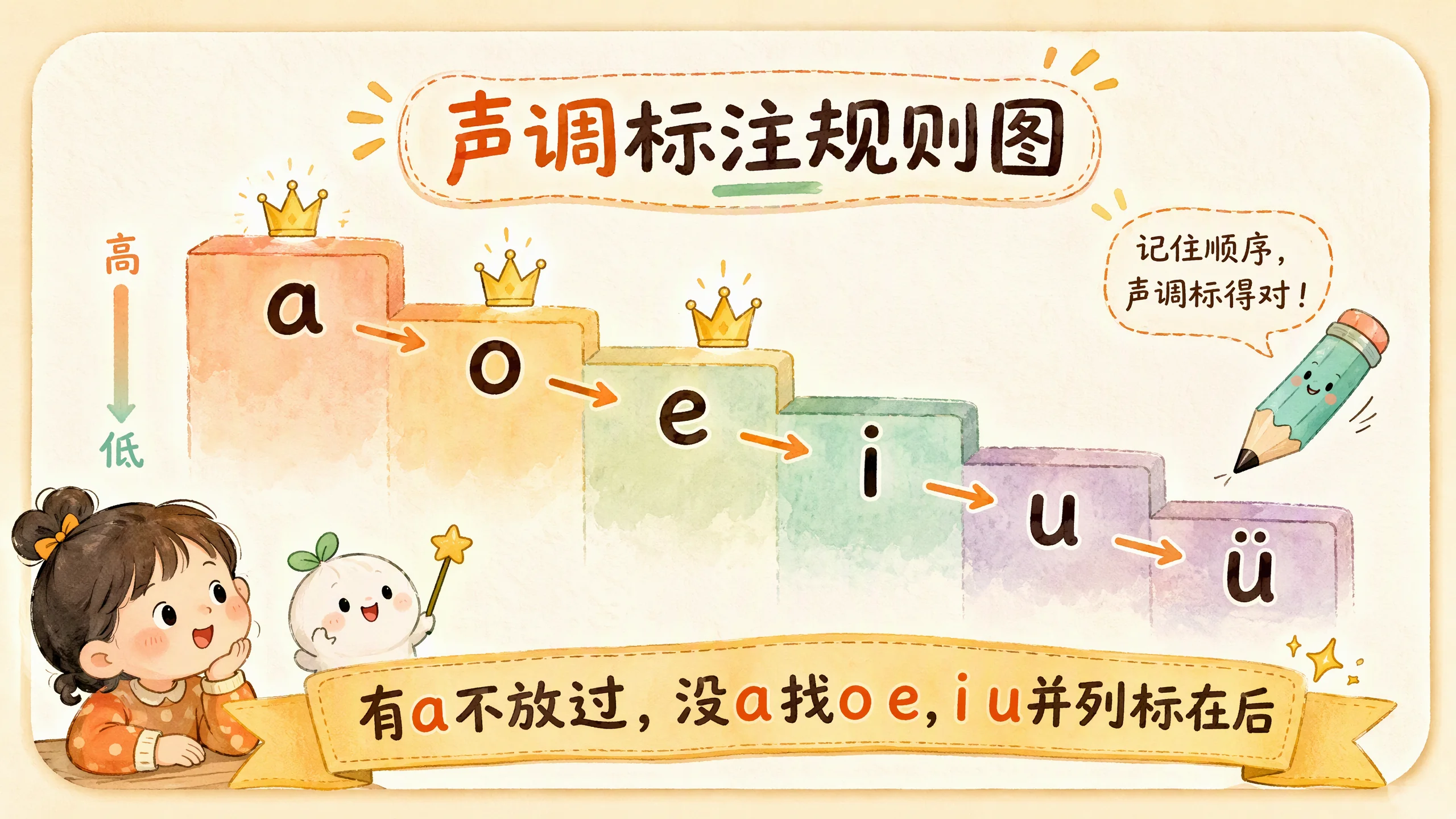 声调标注规则图：有a不放过没a找oe