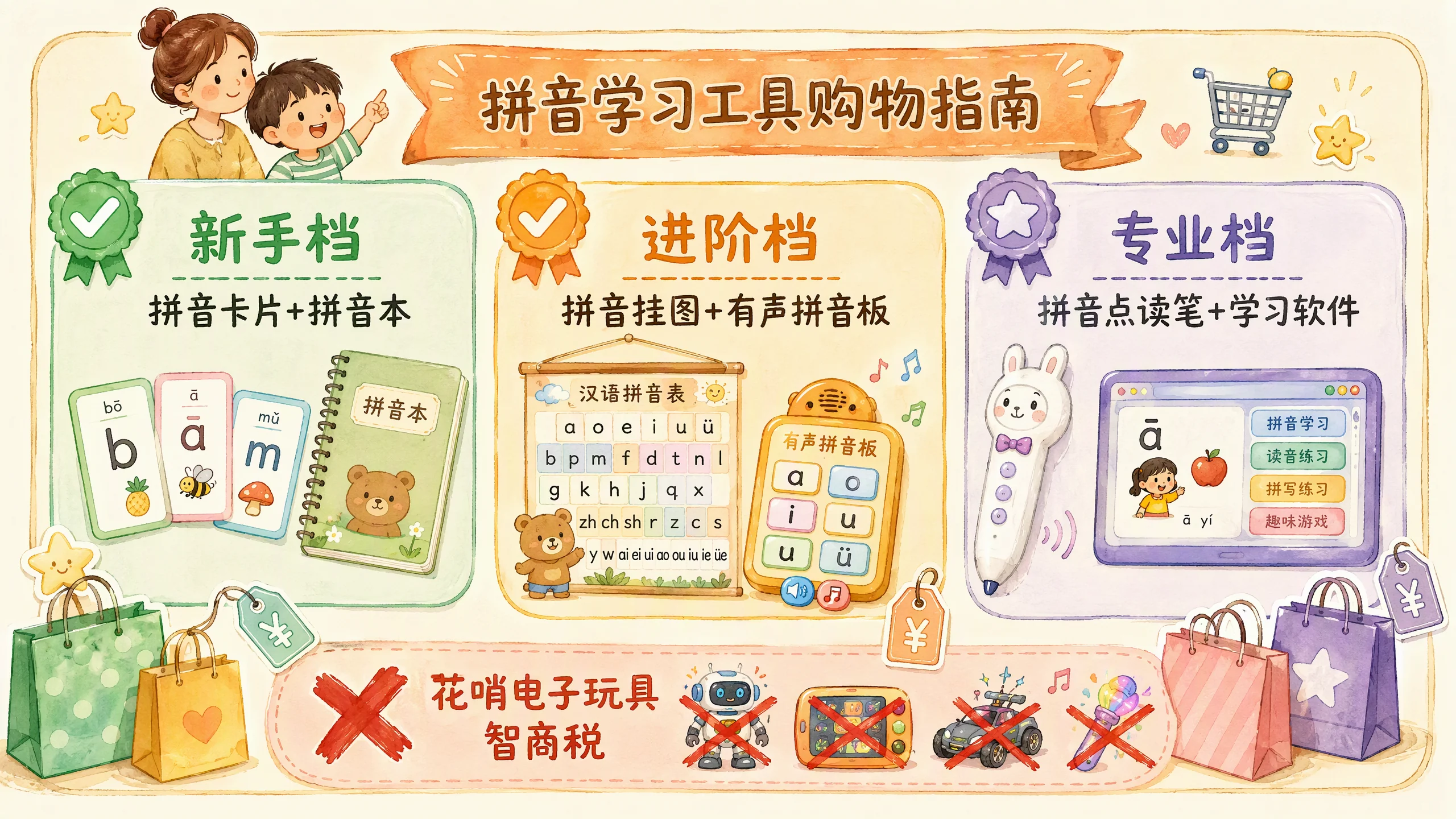 学习工具选购指南图：新手进阶专业三档