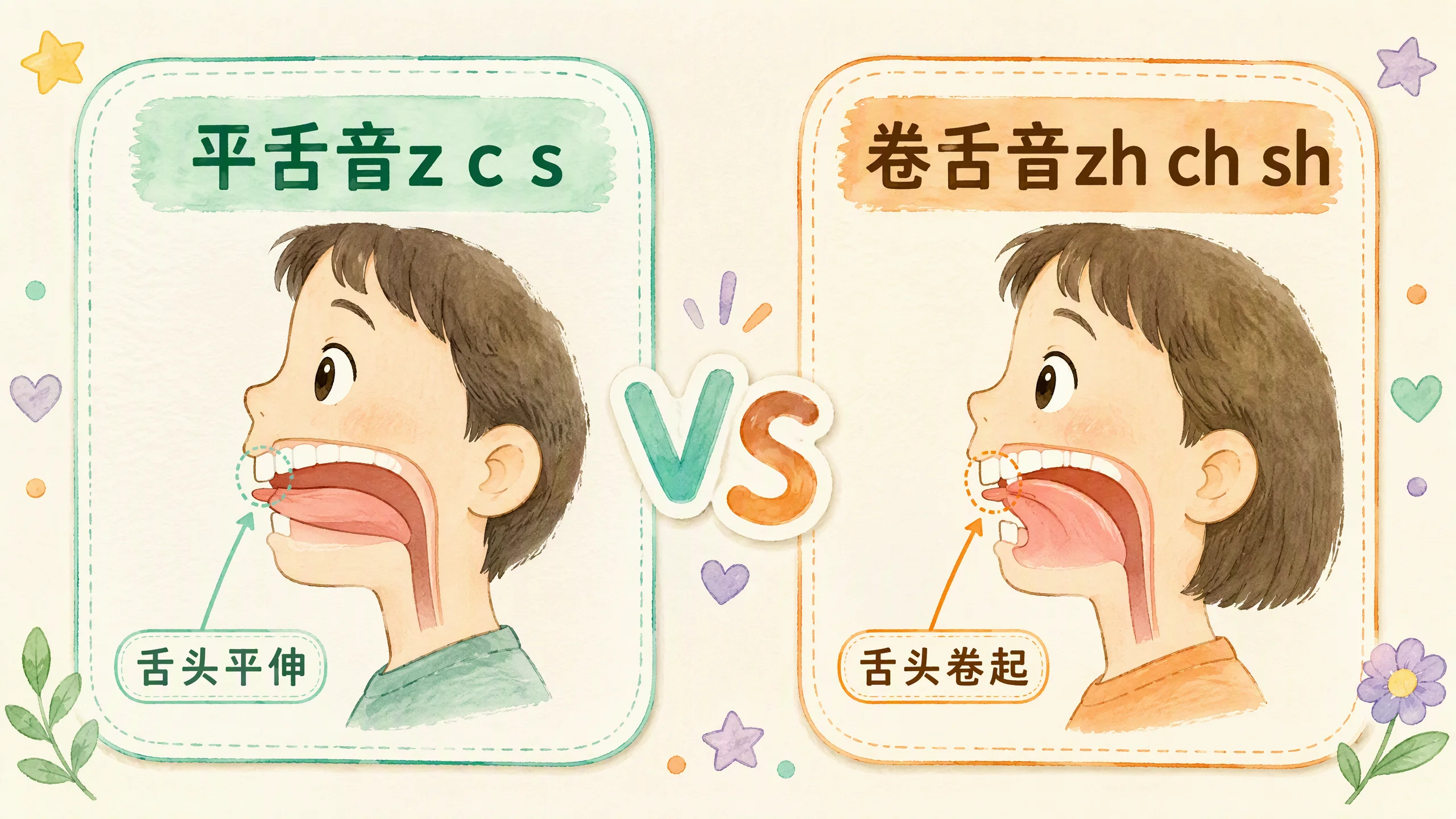 平舌音和卷舌音对比图